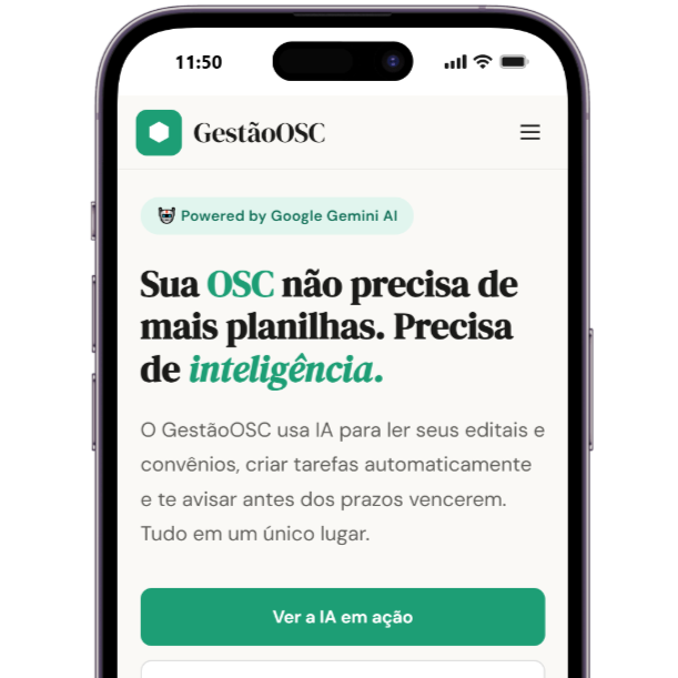 Tela do app Gestão OSC